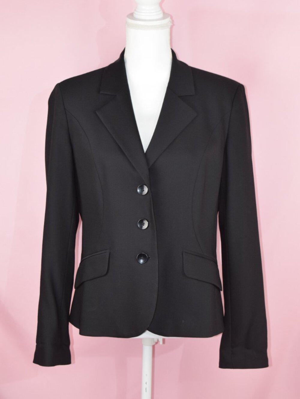 Talbots Black Italian Fabric 3-Button Blazer Suit Jacket | Size 8